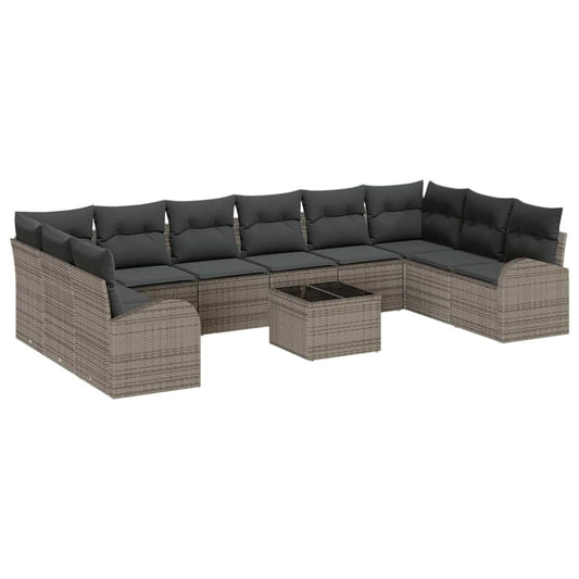 Garten-Sofa-Set mit Kissen mit Speicher 11 pcs Hellgrau