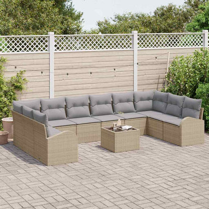 Garten-Sofa-Set mit Kissen mit Speicher 11 pcs Beige, Hellgrau