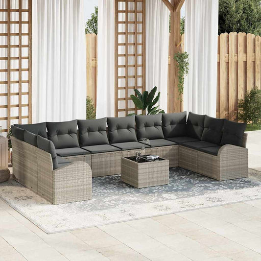 Garten-Sofa-Set mit Kissen mit Speicher 11 pcs Hellgrau