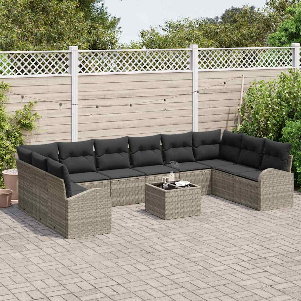 Garten-Sofa-Set mit Kissen mit Speicher 11 pcs Hellgrau