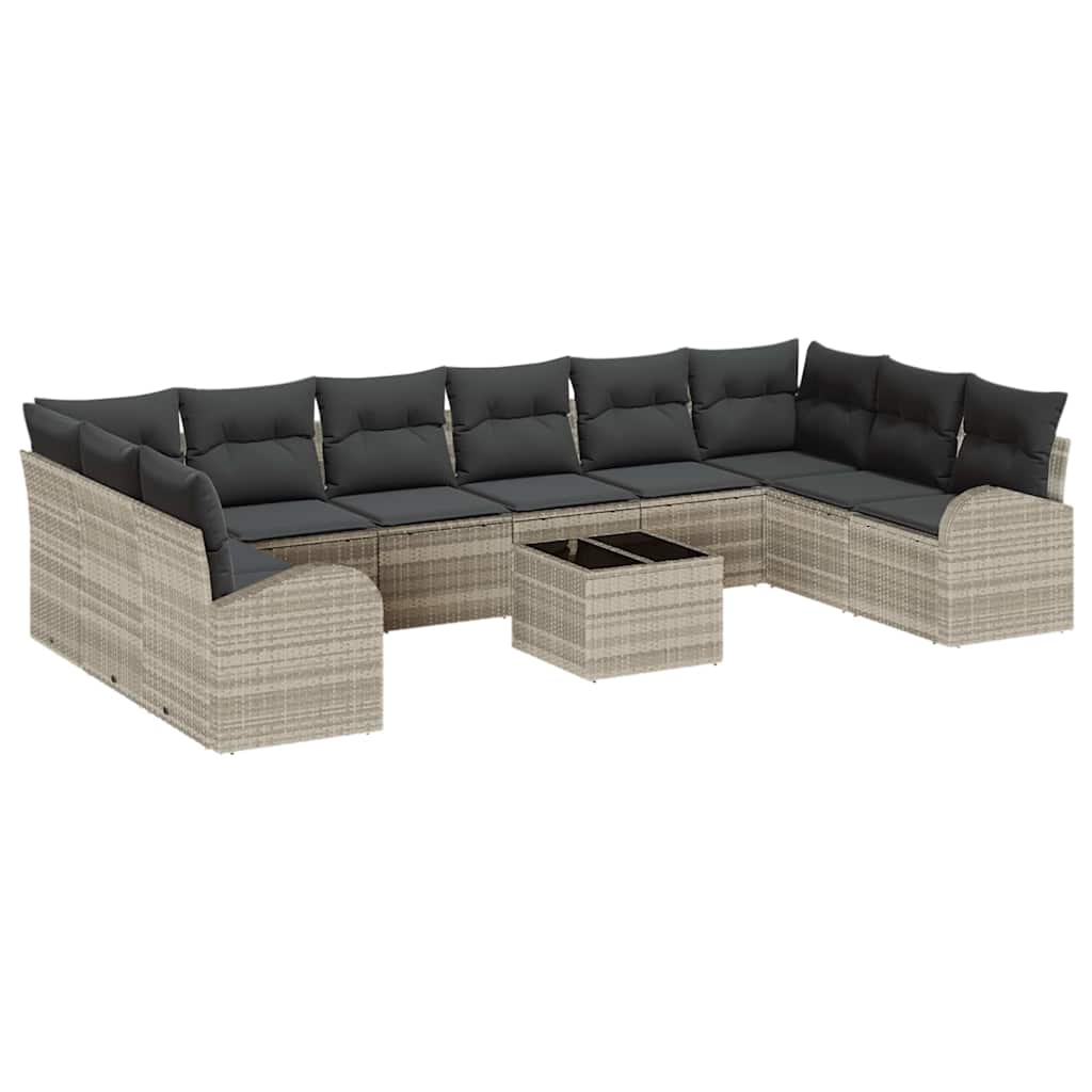 Garten-Sofa-Set mit Kissen mit Speicher 11 pcs Hellgrau