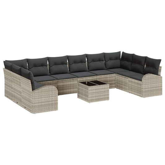 Garten-Sofa-Set mit Kissen mit Speicher 11 pcs Hellgrau