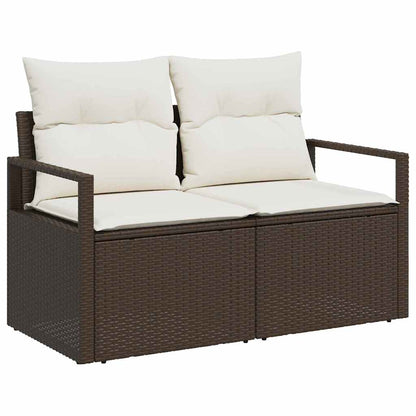 Garten-Sofa-Set mit Kissen mit Speicher 3 pcs Braun, Creme