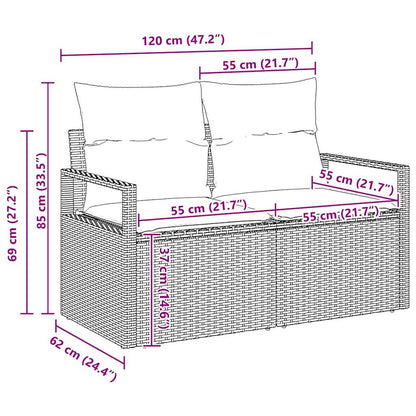 Garten-Sofa-Set mit Kissen mit Speicher 3 pcs Braun, Creme