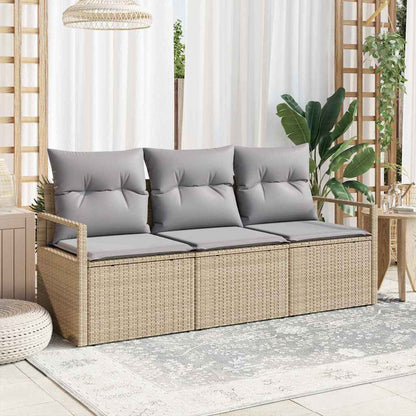 Garten-Sofa-Set mit Kissen mit Speicher 3 pcs Beige, Hellgrau