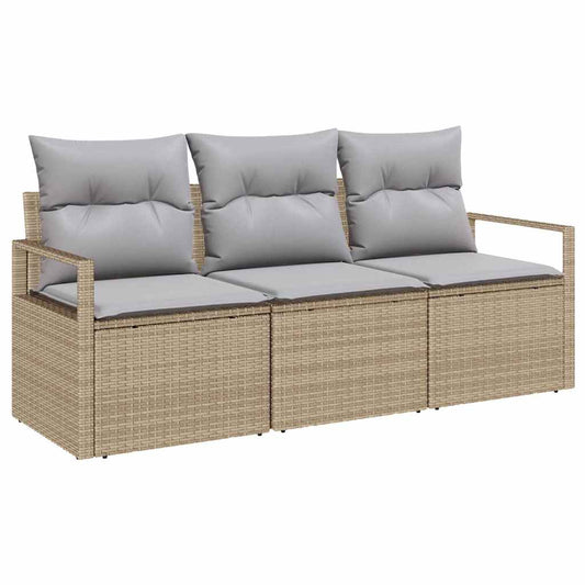 Garten-Sofa-Set mit Kissen mit Speicher 3 pcs Beige, Hellgrau