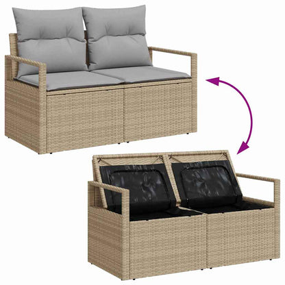 Garten-Sofa-Set mit Kissen mit Speicher 3 pcs Beige, Hellgrau