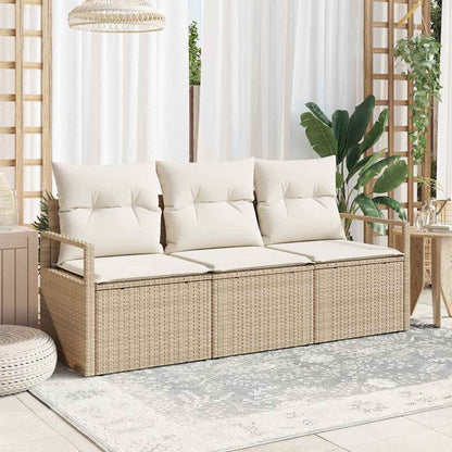 Garten-Sofa-Set mit Kissen mit Speicher 3 pcs Beige, Creme
