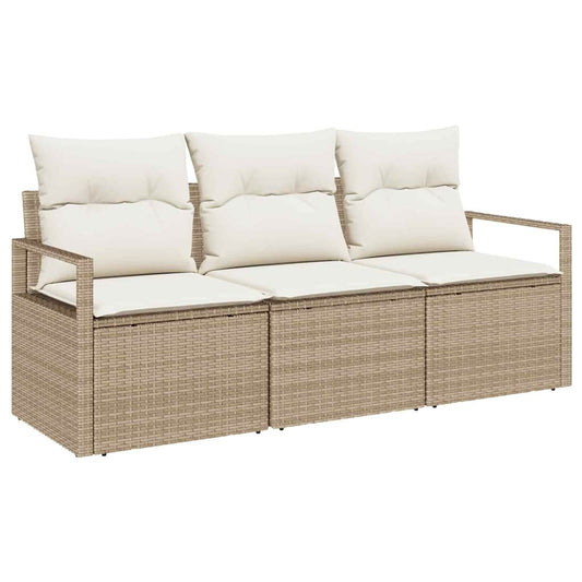 Garten-Sofa-Set mit Kissen mit Speicher 3 pcs Beige, Creme