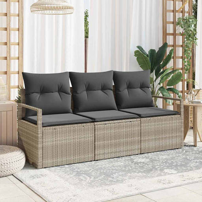 Garten-Sofa-Set mit Kissen mit Speicher 3 pcs Hellgrau