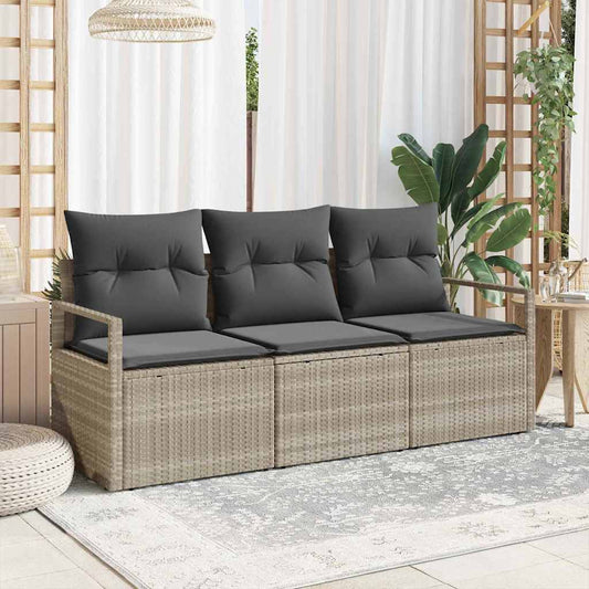 Garten-Sofa-Set mit Kissen mit Speicher 3 pcs Hellgrau