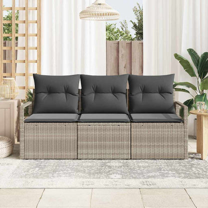 Garten-Sofa-Set mit Kissen mit Speicher 3 pcs Hellgrau