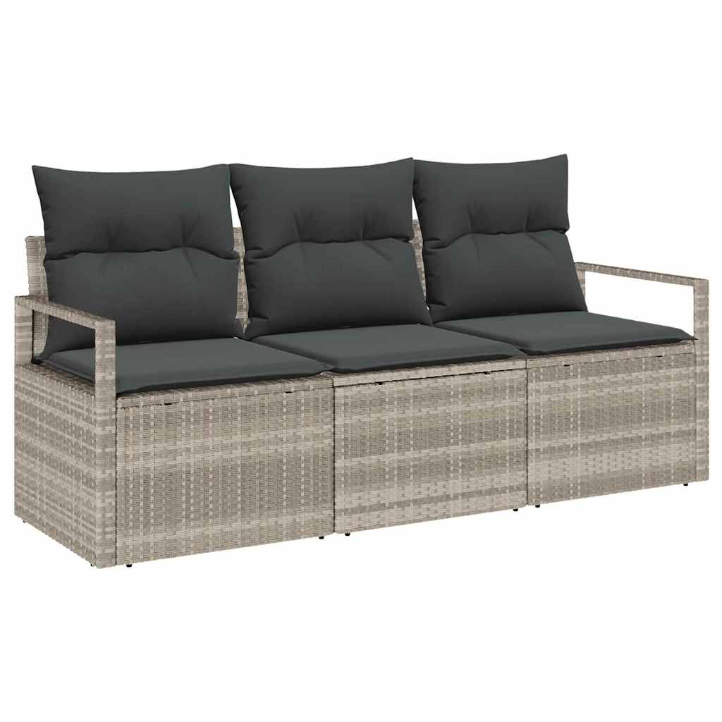 Garten-Sofa-Set mit Kissen mit Speicher 3 pcs Hellgrau