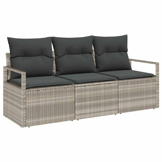 Garten-Sofa-Set mit Kissen mit Speicher 3 pcs Hellgrau