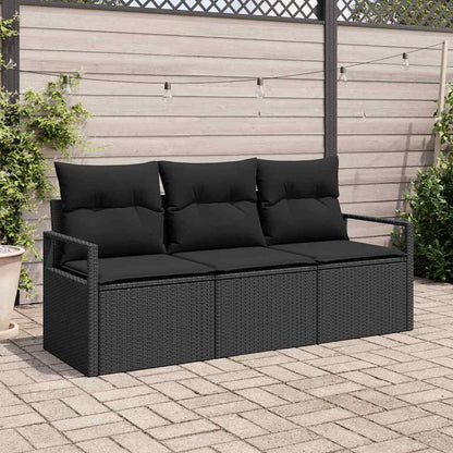 Garten-Sofa-Set mit Kissen mit Speicher 3 pcs Schwarz