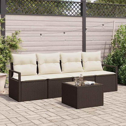 Garten-Sofa-Set mit Kissen 5 pcs Braun, Creme 55 x 55 x 37 cm