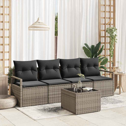 Garten-Sofa-Set mit Kissen 5 pcs Grau 55 x 55 x 37 cm