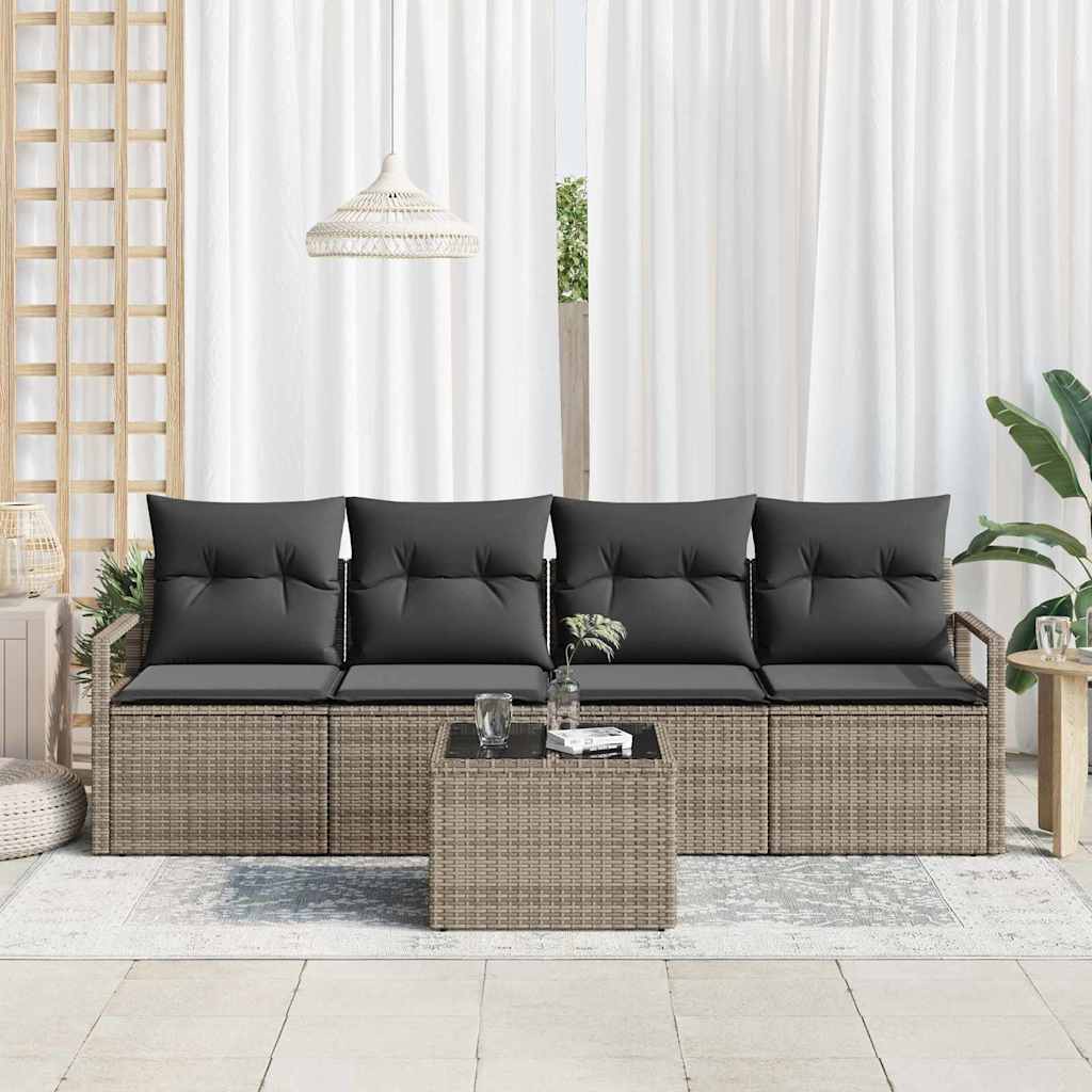 Garten-Sofa-Set mit Kissen 5 pcs Grau 55 x 55 x 37 cm