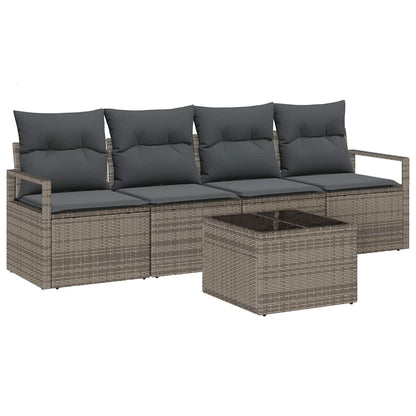 Garten-Sofa-Set mit Kissen 5 pcs Grau 55 x 55 x 37 cm