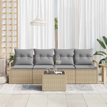 Garten-Sofa-Set mit Kissen 5 pcs Beige, Grau 55 x 55 x 37 cm