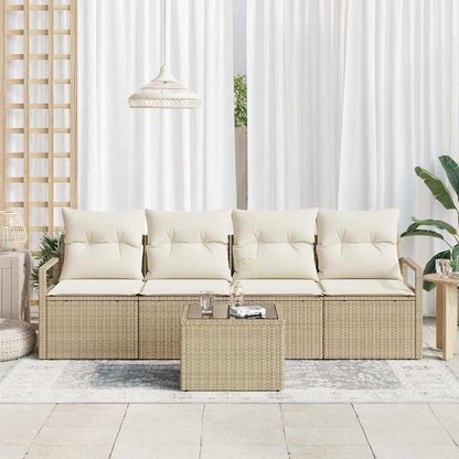 Garten-Sofa-Set mit Kissen 5 pcs Beige, Creme 55 x 55 x 37 cm