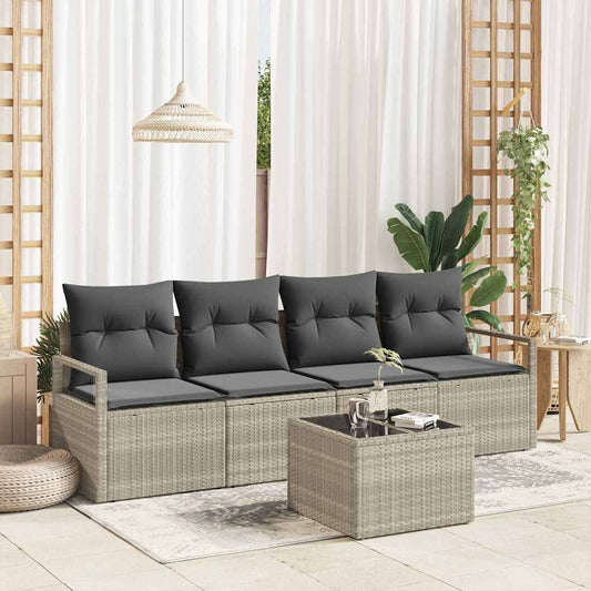 Garten-Sofa-Set 5 pcs Hellgrau, Dunkelgrau 55 x 55 x 37 cm