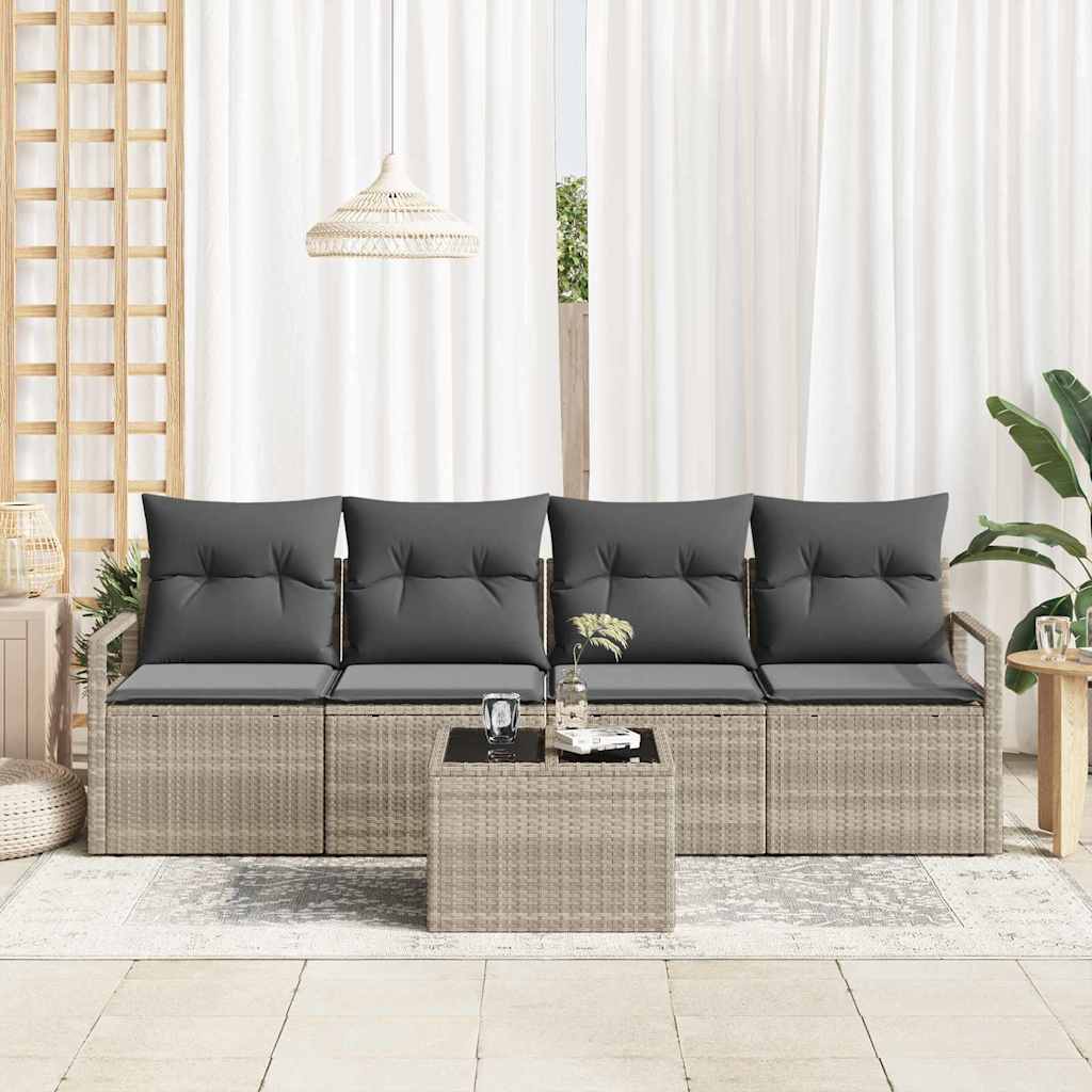 Garten-Sofa-Set 5 pcs Hellgrau, Dunkelgrau 55 x 55 x 37 cm
