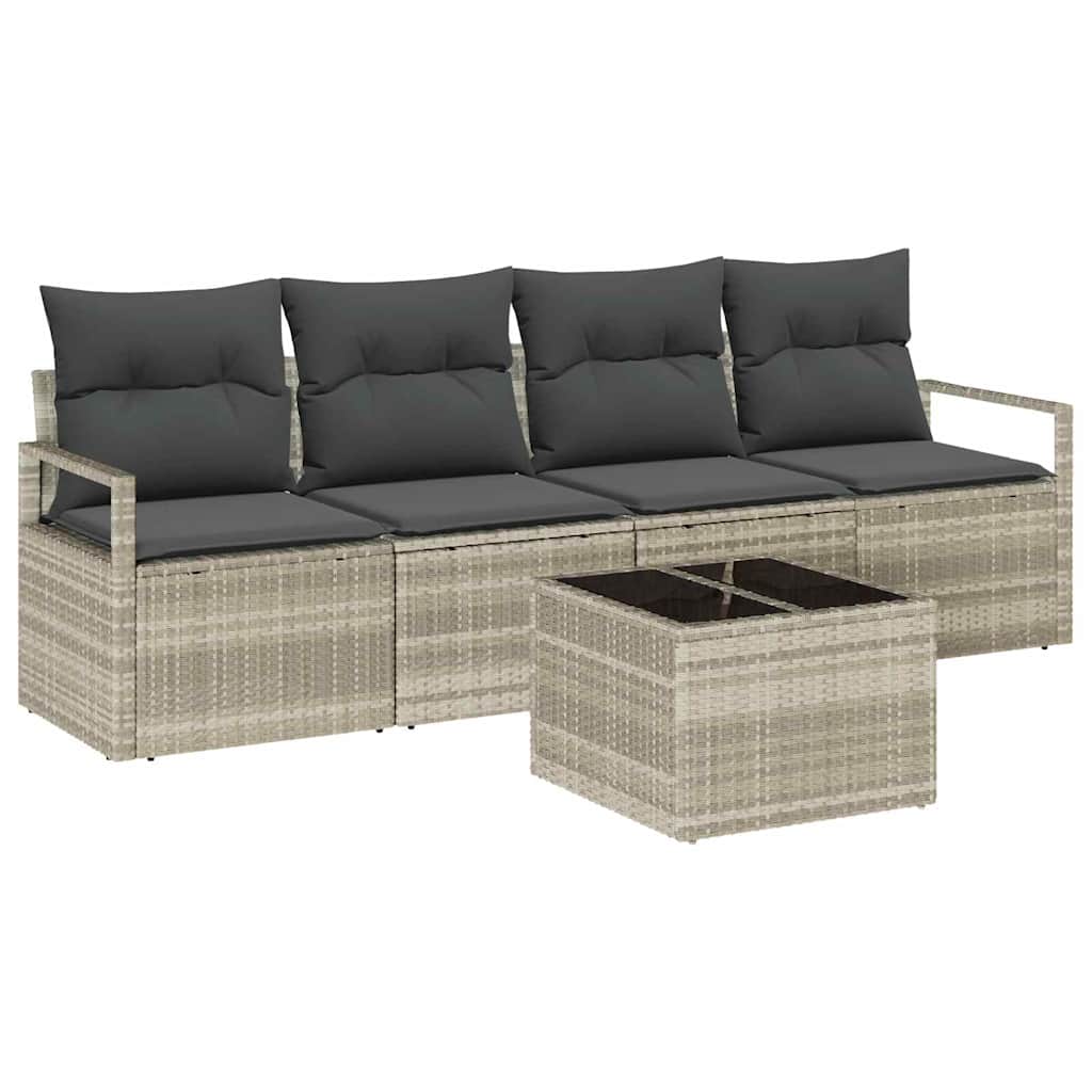 Garten-Sofa-Set 5 pcs Hellgrau, Dunkelgrau 55 x 55 x 37 cm
