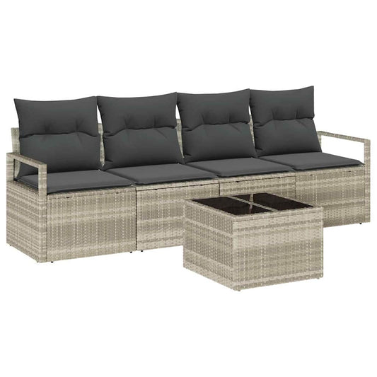 Garten-Sofa-Set 5 pcs Hellgrau, Dunkelgrau 55 x 55 x 37 cm