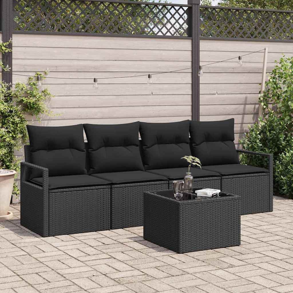 Garten-Sofa-Set mit Kissen 5 pcs Schwarz 55 x 55 x 37 cm