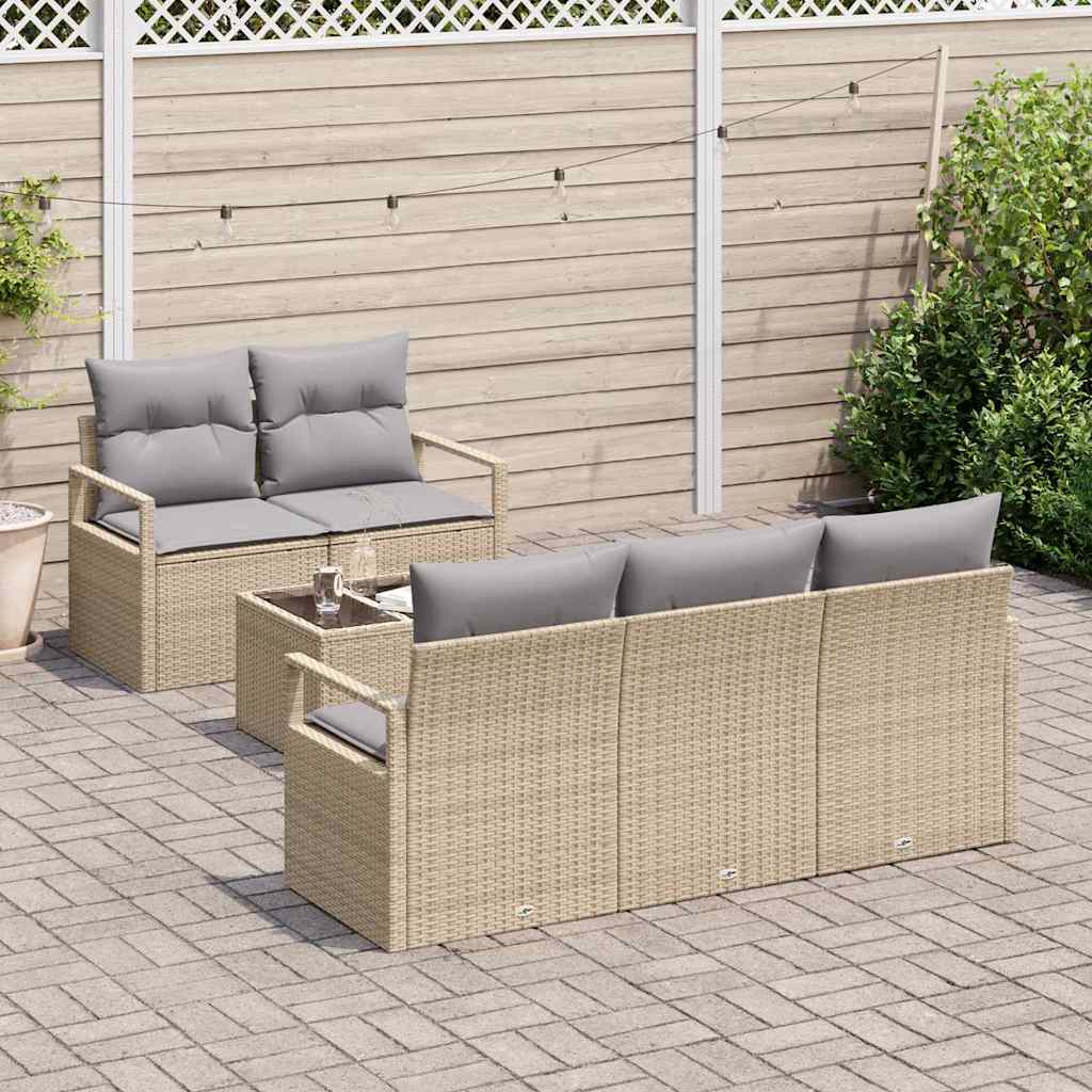 Garten-Sofa-Set mit Kissen 6 pcs Beige, Grau 55 x 55 x 37 cm