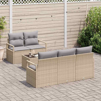 Garten-Sofa-Set mit Kissen 6 pcs Beige, Grau 55 x 55 x 37 cm