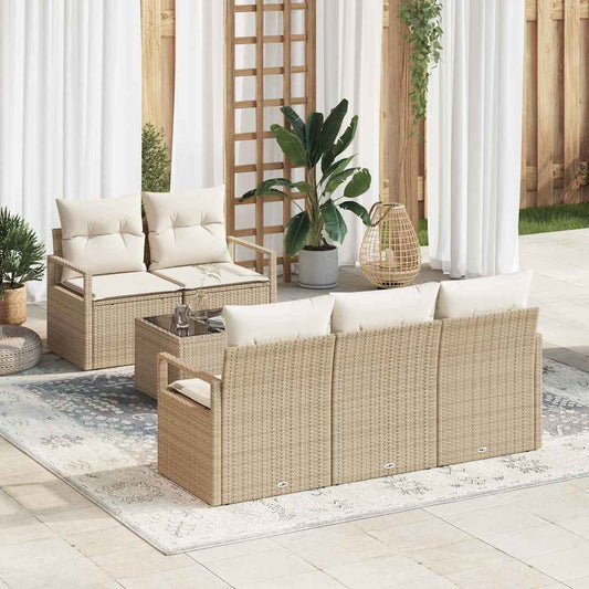 Garten-Sofa-Set mit Kissen 6 pcs Beige, Creme 55 x 55 x 37 cm