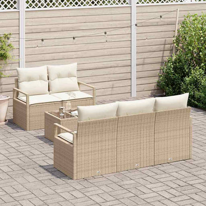 Garten-Sofa-Set mit Kissen 6 pcs Beige, Creme 55 x 55 x 37 cm
