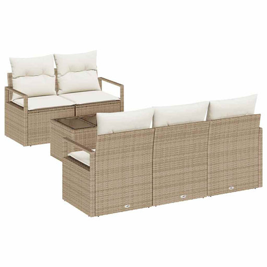 Garten-Sofa-Set mit Kissen 6 pcs Beige, Creme 55 x 55 x 37 cm