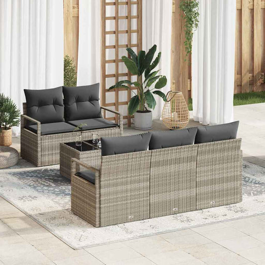Garten-Sofa-Set mit Kissen 6 pcs Hellgrau 55 x 55 x 37 cm