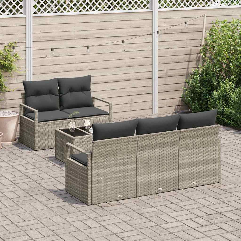 Garten-Sofa-Set mit Kissen 6 pcs Hellgrau 55 x 55 x 37 cm