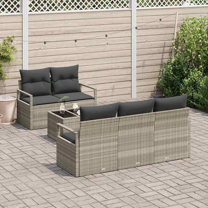 Garten-Sofa-Set mit Kissen 6 pcs Hellgrau 55 x 55 x 37 cm