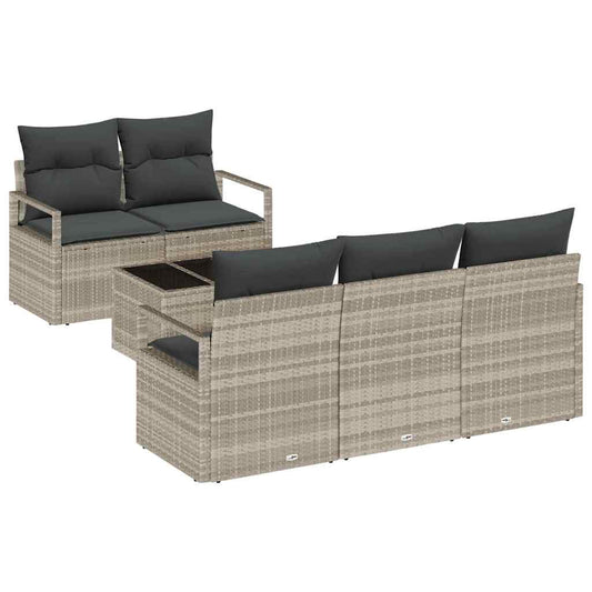 Garten-Sofa-Set mit Kissen 6 pcs Hellgrau 55 x 55 x 37 cm