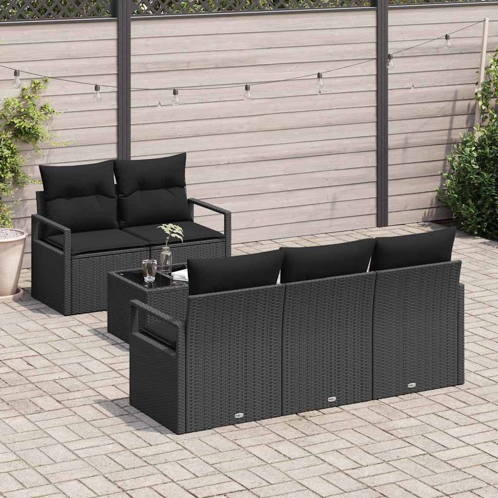 Garten-Sofa-Set mit Kissen 6 pcs Schwarz 55 x 55 x 37 cm