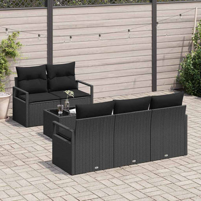 Garten-Sofa-Set mit Kissen 6 pcs Schwarz 55 x 55 x 37 cm