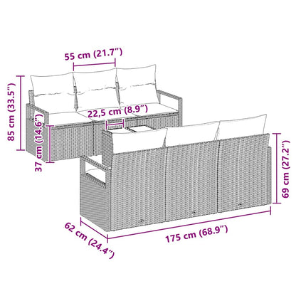 Garten-Sofa-Set mit Kissen 7 pcs Schwarz, Creme 55 x 55 x 37 cm