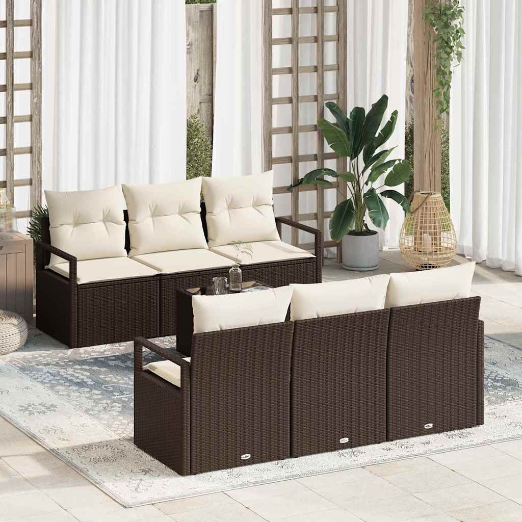 Garten-Sofa-Set mit Kissen 7 pcs Braun, Creme 55 x 55 x 37 cm
