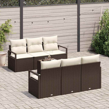 Garten-Sofa-Set mit Kissen 7 pcs Braun, Creme 55 x 55 x 37 cm