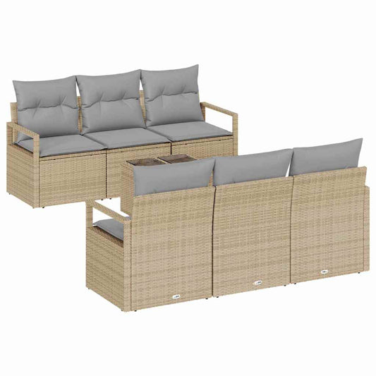 Garten-Sofa-Set mit Kissen 7 pcs Beige, Grau 55 x 55 x 37 cm