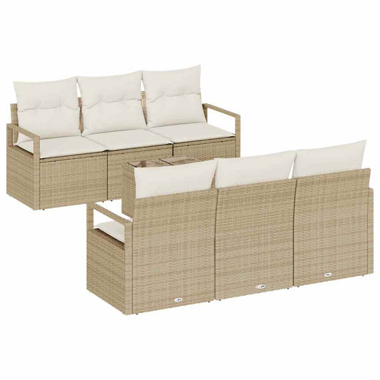 Garten-Sofa-Set mit Kissen 7 pcs Beige, Creme 55 x 55 x 37 cm