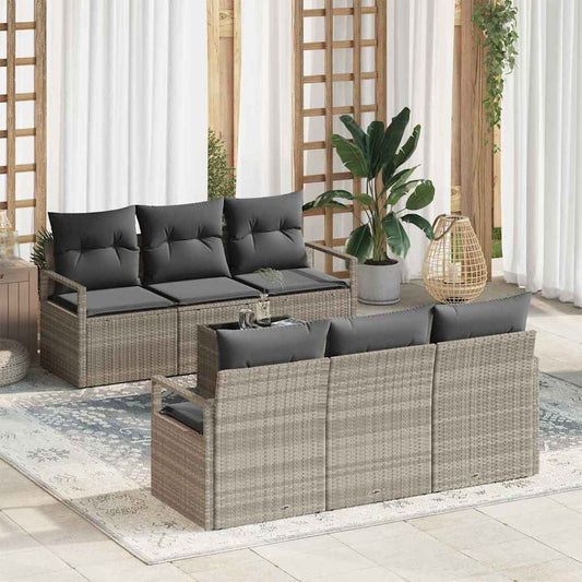 Garten-Sofa-Set 7 pcs Hellgrau, Dunkelgrau 55 x 55 x 37 cm