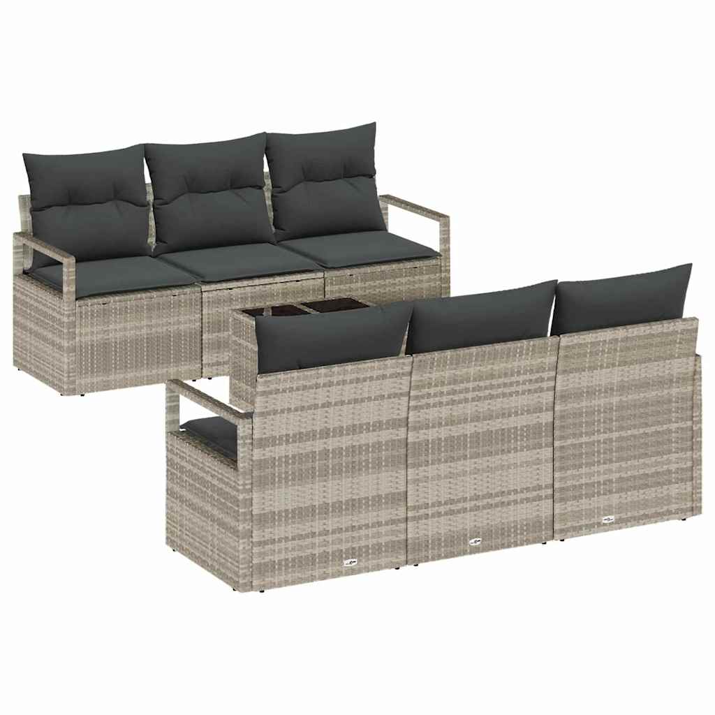 Garten-Sofa-Set 7 pcs Hellgrau, Dunkelgrau 55 x 55 x 37 cm