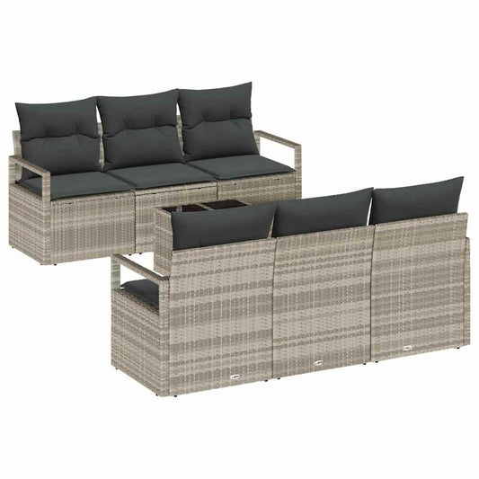 Garten-Sofa-Set 7 pcs Hellgrau, Dunkelgrau 55 x 55 x 37 cm