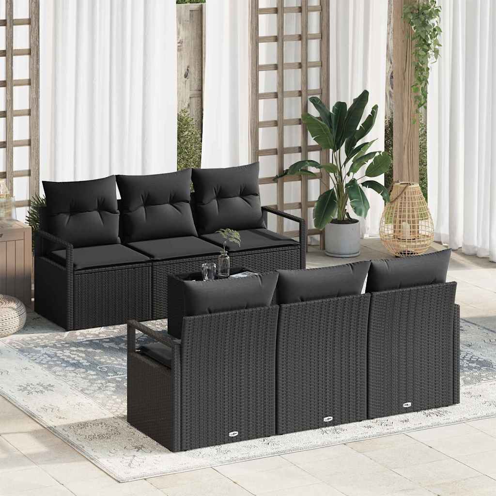Garten-Sofa-Set mit Kissen 7 pcs Schwarz 55 x 55 x 37 cm